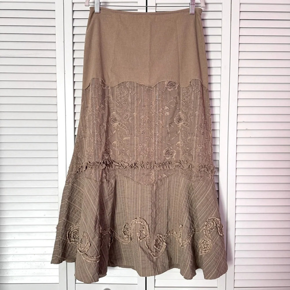 Per Una Beige Embroidered Maxi Skirt - Picture 1 of 11